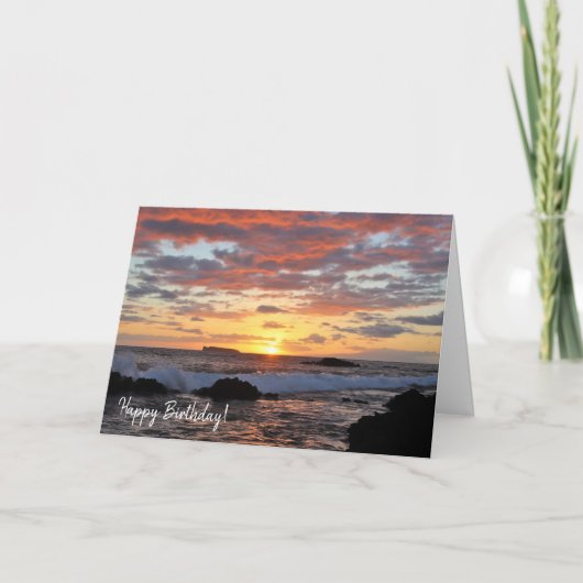 ゴージャスマウイオレンジサンセット誕生日 カード (正面)