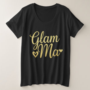 ゴージャスママ ハート ゴールド 母の日 プラスサイズTシャツ