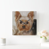 ゴージャスヨークシャーテリア スクエア壁時計 (ホーム)