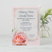 ゴージャスライトピンクバラ結婚ズ 招待状 (スタンド正面)
