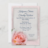 ゴージャスライトピンクバラ結婚ズ 招待状 (正面)
