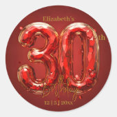 ゴージャスルビーとゴールドの宝石30歳の誕生日 ラウンドシール (正面)