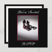 ゴージャスレッドバースデーパーティーシューズスクエア招待状 招待状 (正面/裏面)