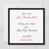 ゴージャスレッドバースデーパーティーシューズスクエア招待状 招待状 (裏面)