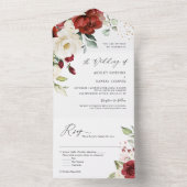 ゴージャスレッドホワイトフローラエレガシンプルントウェディング オールインワン招待状 (内側)
