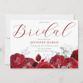 ゴージャスレッドローズアンドシルバーブライダルシャワー 招待状 (正面)
