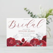 ゴージャスレッドローズアンドシルバーブライダルシャワー 招待状 (スタンド正面)