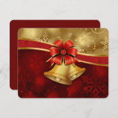 ゴージャスレッド金ゴールド装飾ホリデーカード シーズンカード (正面/裏面)