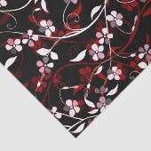 ゴージャスレッド、ブラック&ホワイトはっきりしたフローラつる植物プリント 薄葉紙 (詳細)