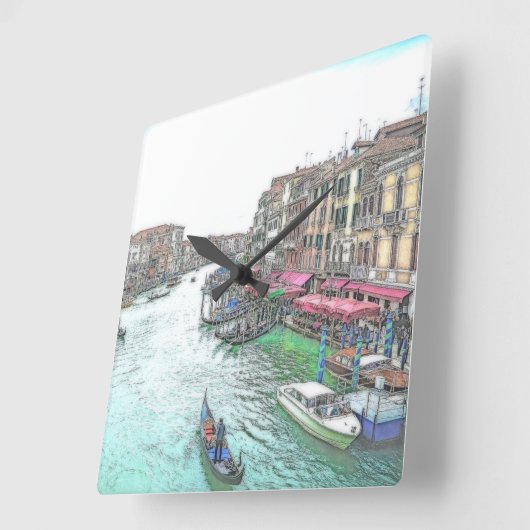 ゴージャスヴェネツィアイタリア スクエア壁時計 (傾斜)