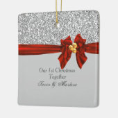 ゴージャス初めてのクリスマスズオーナメント きらきら光る セラミックオーナメント (左)