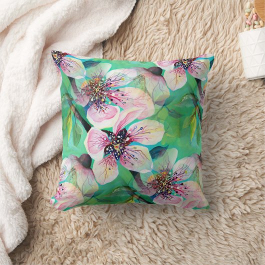 ゴージャス日本の桜さくらんぼツリーフラワー クッション (ブランケット)