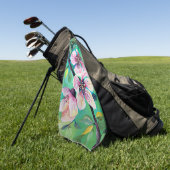 ゴージャス日本の桜さくらんぼツリーモノグラム ゴルフタオル (グリーン)