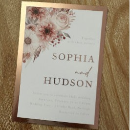 ゴージャス神結婚赤面バラ縁ど金ゴールド 箔招待状