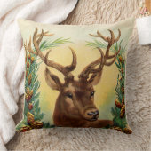 ゴージャス素朴なヴィンテージ鹿の頭とウェアラース クッション (ブランケット)