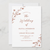 ゴージャス素朴テラコッタワイルドフラワーボホ結婚ズ 招待状 (正面)