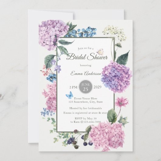 ゴージャス絵を描ハンドハイジゲアブライダルシャワー 招待状 (正面)