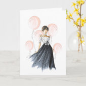 「ゴージャス誕生日」ファッション図解入りの、写真付きの誕生日 カード (黄色い花)