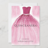 ゴージャス赤面ピンクキンセアニェラドレスガウンパーティー 招待状 (正面)