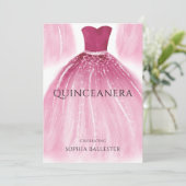 ゴージャス赤面ピンクキンセアニェラドレスガウンパーティー 招待状 (スタンド正面)