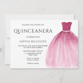 ゴージャス赤面ピンクキンセアニェラドレスガウンパーティー 招待状 (裏面)