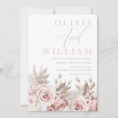 ゴージャス赤面ピンクダスティバラフローラ結婚ズ 招待状 (正面)