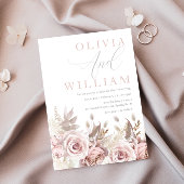 ゴージャス赤面ピンクダスティバラフローラ結婚ズ 招待状