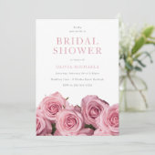 ゴージャス赤面ピンクローズロマンチックブライダルシャワー 招待状 (スタンド正面)
