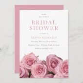 ゴージャス赤面ピンクローズロマンチックブライダルシャワー 招待状 (正面/裏面)