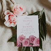 ゴージャス赤面ピンクローゼロマンチック結婚ズ 招待状