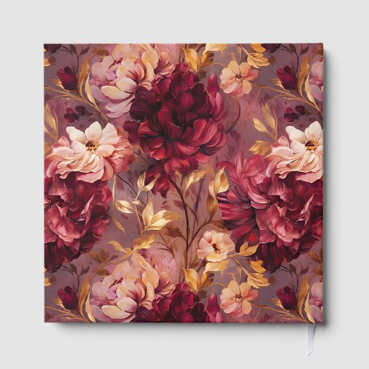 ゴージャス赤面ブルゴーニュ結婚金ゴールドズゲストブック ゲストブック (裏面)