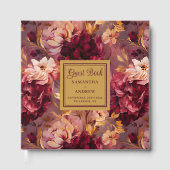 ゴージャス赤面ブルゴーニュ結婚金ゴールドズゲストブック ゲストブック (正面)