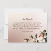 ゴージャス赤面ベージュバラブライダルシャワーブライデスメイド 招待状 (裏面)