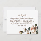 ゴージャス赤面ベージュバラブライダルシャワーブライデスメイド 招待状 (裏面)