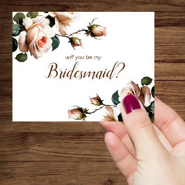 ゴージャス赤面ベージュバラブライダルシャワーブライデスメイド 招待状