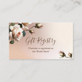 ゴージャス赤面ベージュバラブライダルシャワーレジストリ エンクロージャーカード