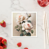 ゴージャス赤面ベージュ油バラブライダルシャワーパーティー スタンダードカクテルナプキン (インサイチュ)