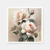 ゴージャス赤面ベージュ油バラブライダルシャワーパーティー スタンダードカクテルナプキン (正面)