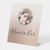 ゴージャス赤面ベージュ油バラブライダルシャワーミモサ 台座サイン (正面)