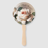 ゴージャス赤面ベージュ油バラブライダルシャワー ハンドファン (正面)