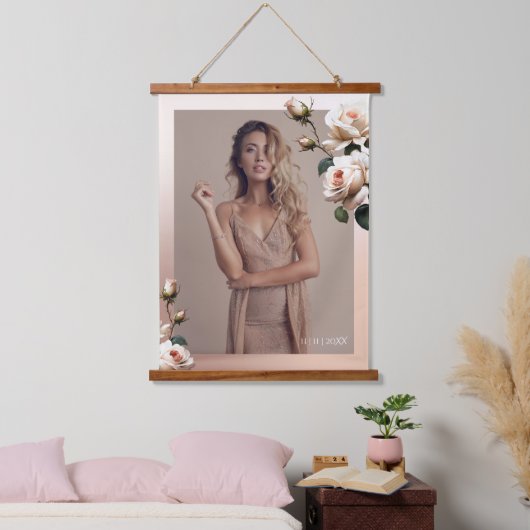 ゴージャス赤面ベージュ油バラブライダルシャワー 吊り下げ型タペストリー (寝室)