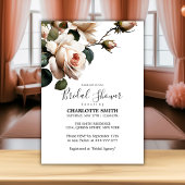 ゴージャス赤面ベージュ油バラブライダルシャワー 招待状