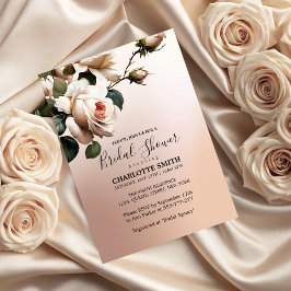 ゴージャス赤面ベージュ油バラブライダルシャワー 招待状