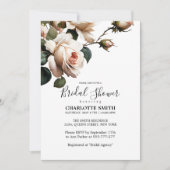 ゴージャス赤面ベージュ油バラブライダルシャワー 招待状 (正面)