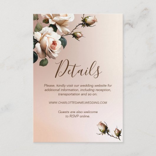 ゴージャス赤面ベージュ油バラ結婚ズ エンクロージャーカード (正面)