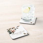 ゴージャス赤面ベージュ油バラ結婚ズ コースター (右側)