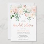 ゴージャス赤面&ホワイトフローラブライダルシャワー 招待状 (正面)