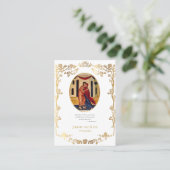 ゴージャス金ゴールドバラ結婚オーソドックス祈りの言葉カード プレイスカード (スタンド正面)