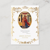 ゴージャス金ゴールドバラ結婚オーソドックス祈りの言葉カード プレイスカード (正面)