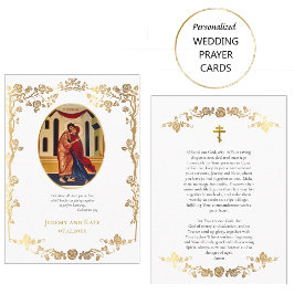 ゴージャス金ゴールドバラ結婚オーソドックス祈りの言葉カード プレイスカード